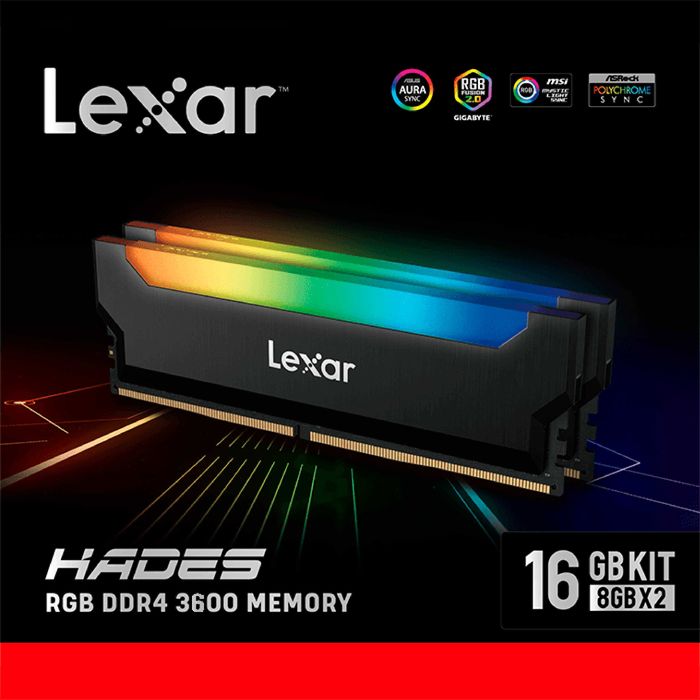 Оперативная память для ПК Lexar RGB DDR4-16GB (2x8) kit 3600